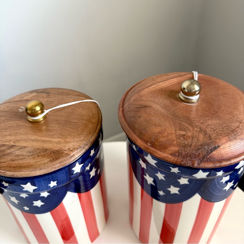 Americana Patriotic Flag Stripe and Stars Canister Set NWT - Picture 5 of 10